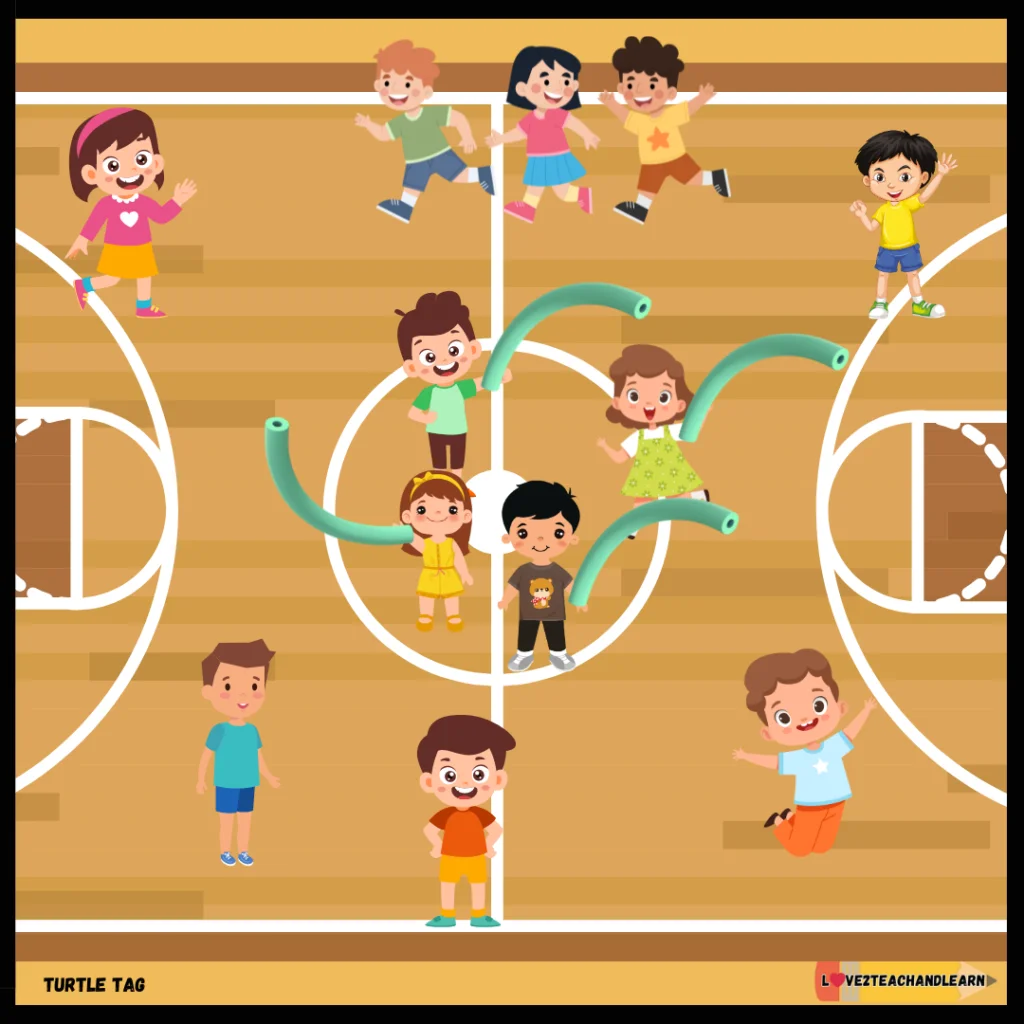 Turtle Tag - Game Directions and Setup - Gym Games for Kindergarten