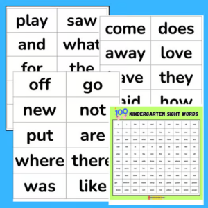 Kindergarten Sight word List