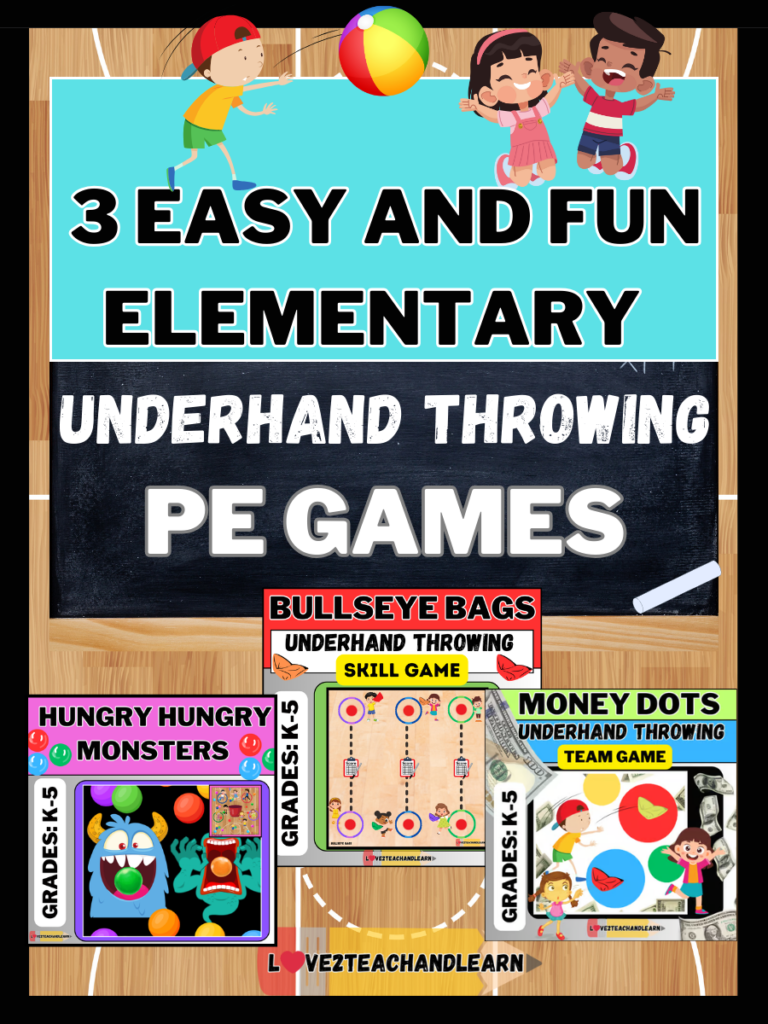 3 Easy and Fun Elementary Underhand Throwing PE Games