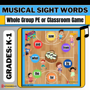 MUSICAL SIGHT WORDS Fun Kindergarten PE Gym Class Reading Stations Game Activity