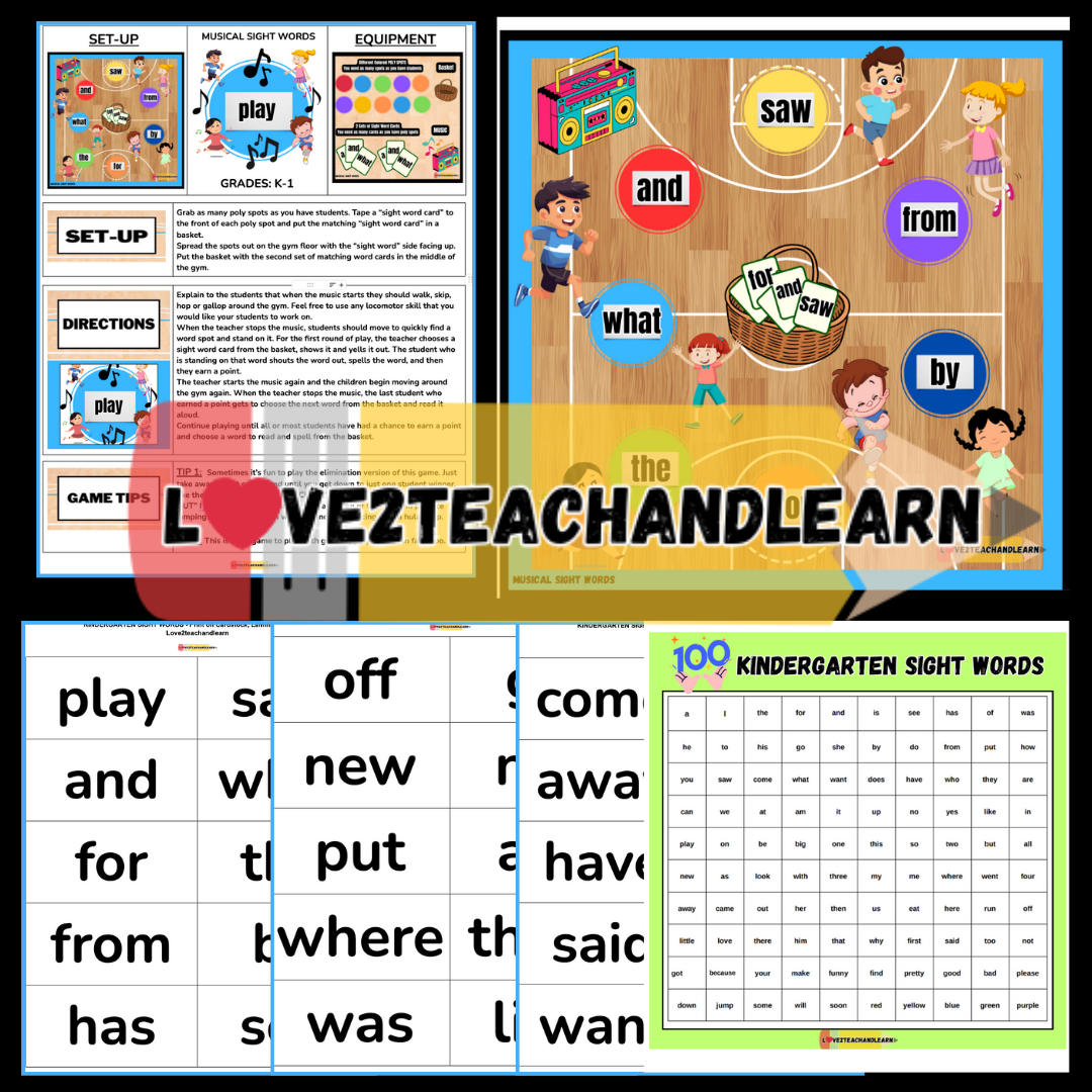 Musical Sight Words: K-2 Class PE Reading Game