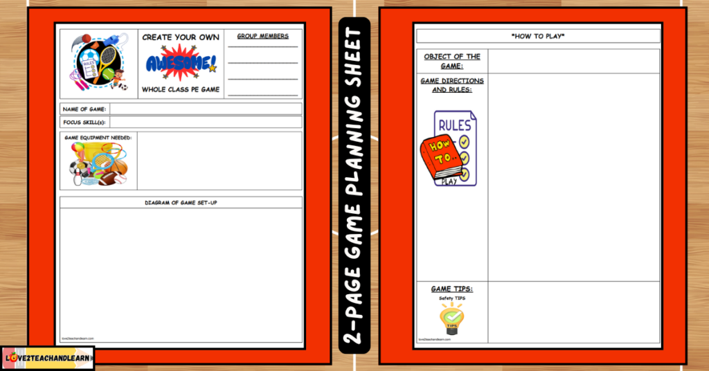 Create Your Own PE Game - Planning Sheet