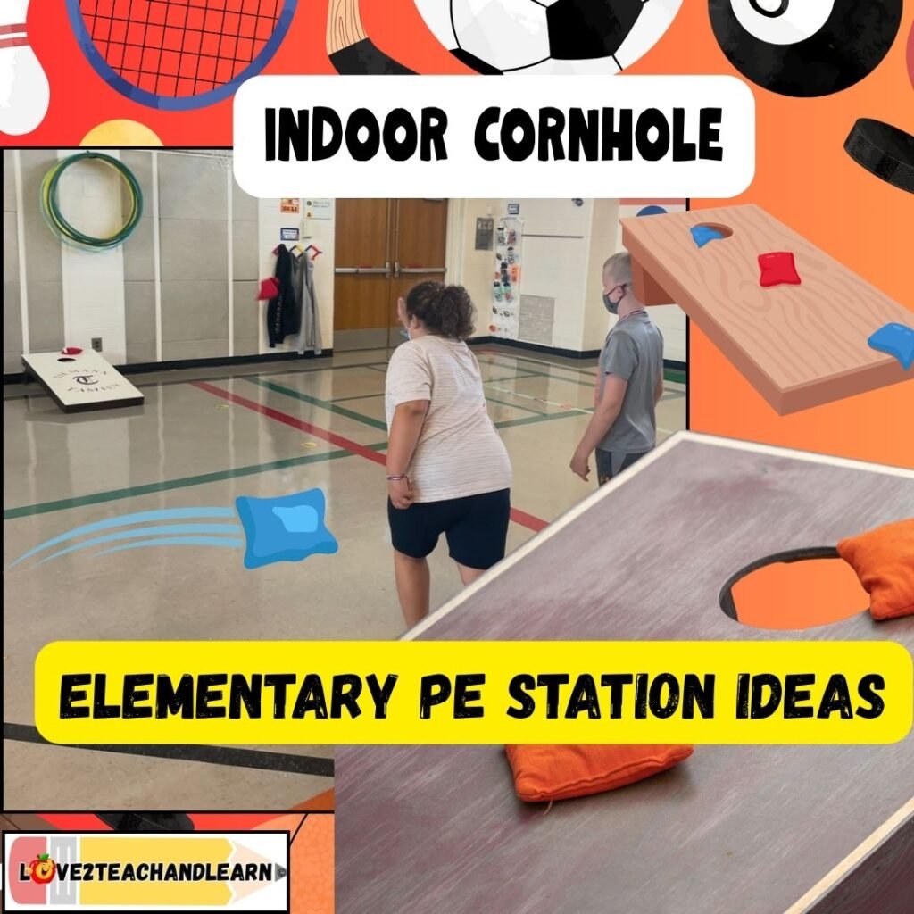 Elementary PE Station Ideas - Indoor Cornhole