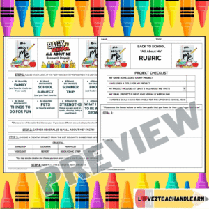 All About Me Back to School Research Project