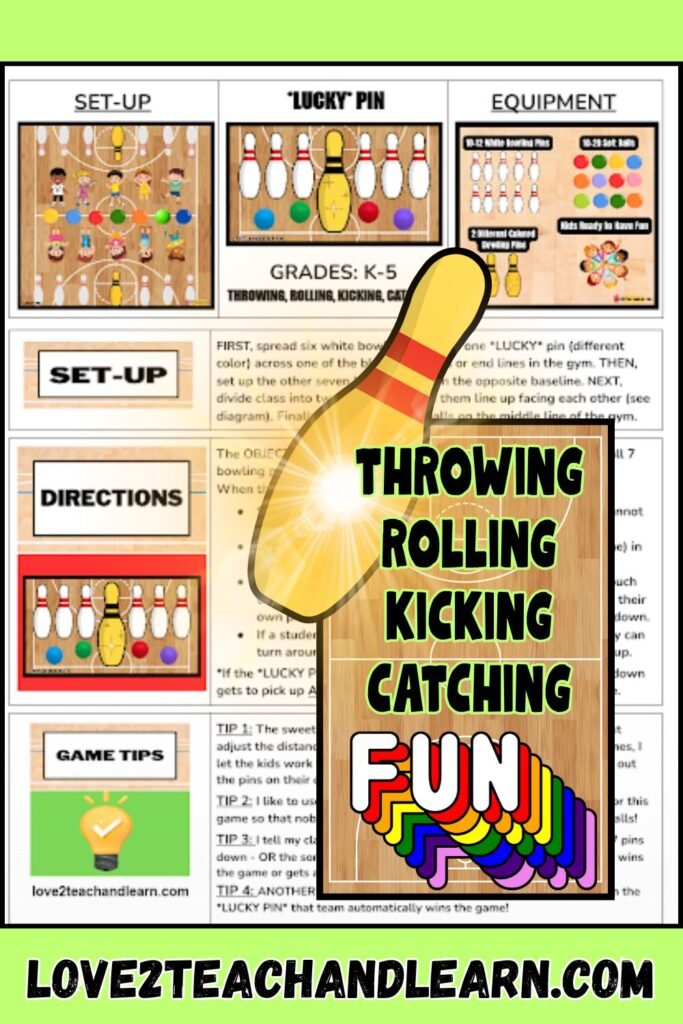 LUCKY PIN: Throwing, Rolling, Kicking, Catching PE Game!