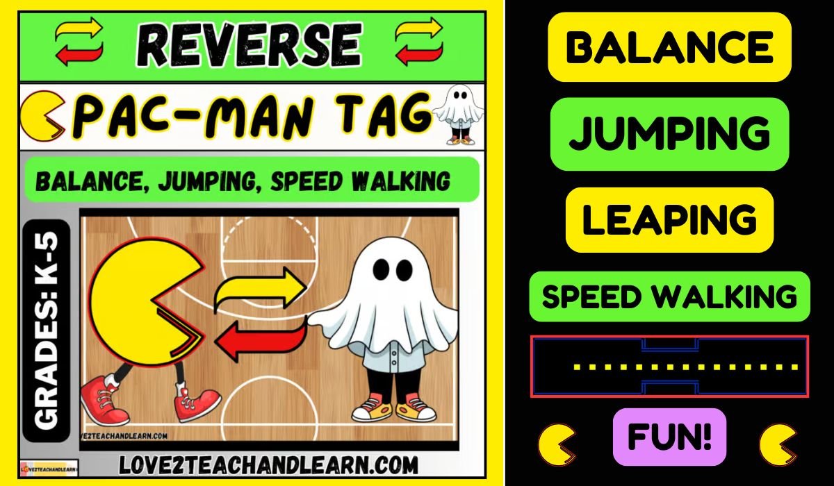 Pac Man Reverse How to Play REVERSE PAC MAN TAG: K-5 PE Game (Balance, Jumping, Speed ...