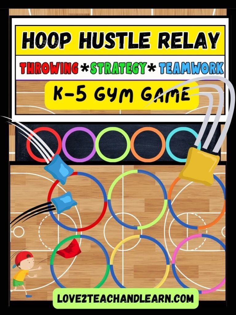 HOOP HUSTLE RELAY: Fun Underhand Throwing K-5 Team PE Game