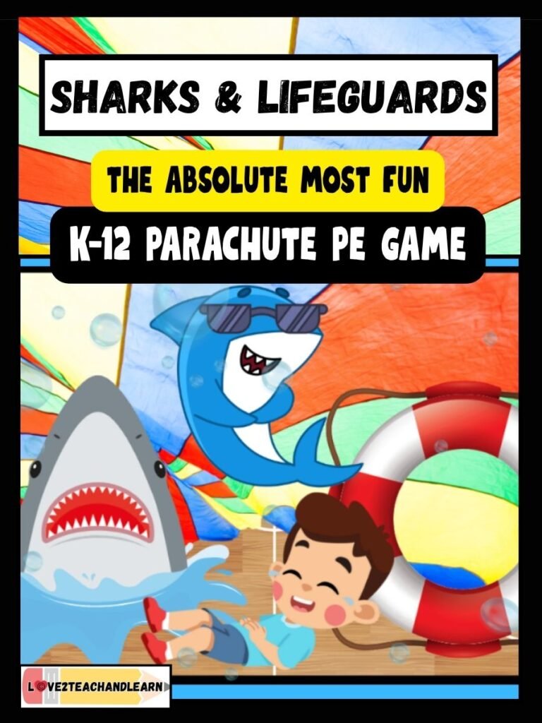 SHARKS & LIFEGUARDS - The Absolute MOST FUN K-12 Parachute PE Game