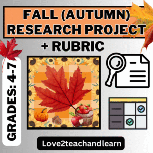 Autumn FALL Research Project Template, RUBRIC FUN Informational Writing Activity