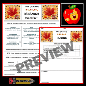 Fall Research Project TPT - Love 2 Teach and Learn