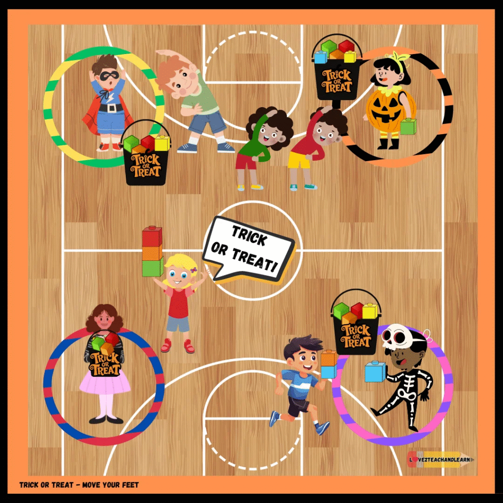 TRICK or TREAT, MOVE Your Feet Halloween Game Set-Up