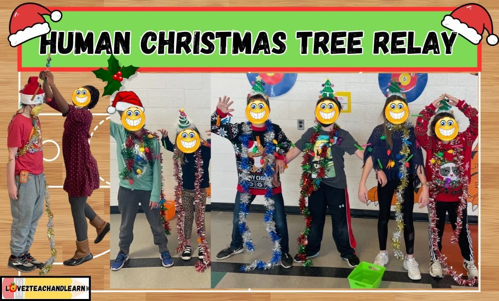 Christmas PE Stations and Relays - Human Christmas Tree