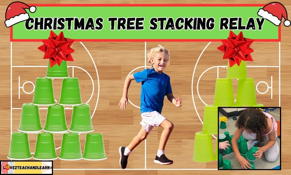 Christmas PE Relays - Christmas Tree Stacking Relay