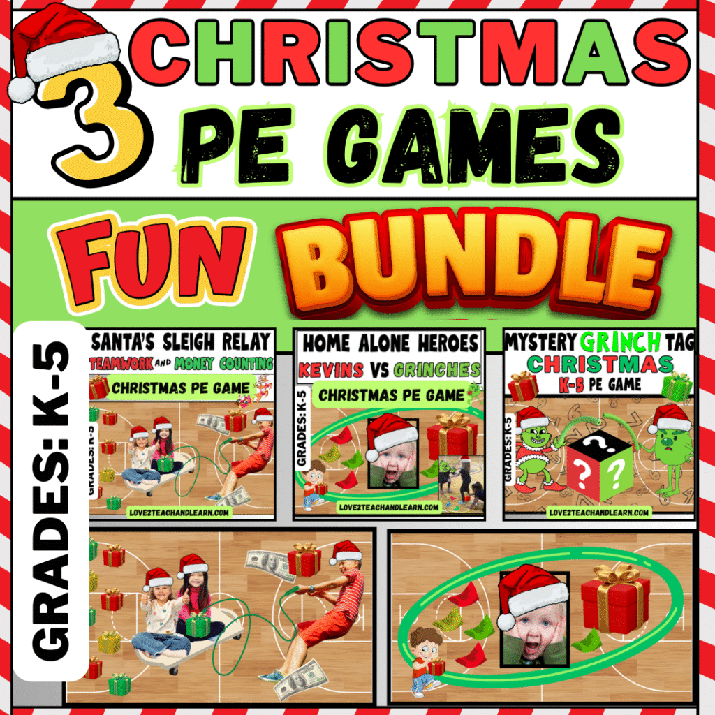 3 Christmas PE Games Fun Bundle