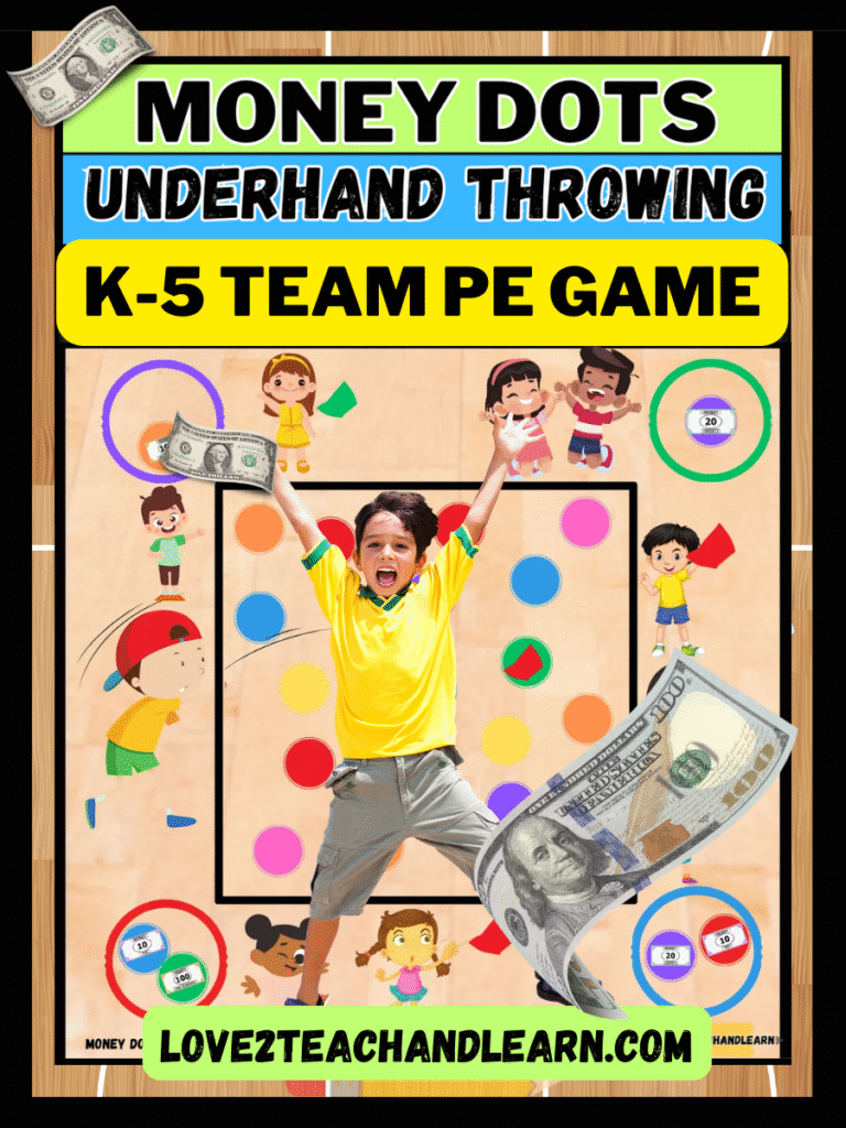 MONEY DOTS: Fun Underhand Throwing K-5 Team PE Game