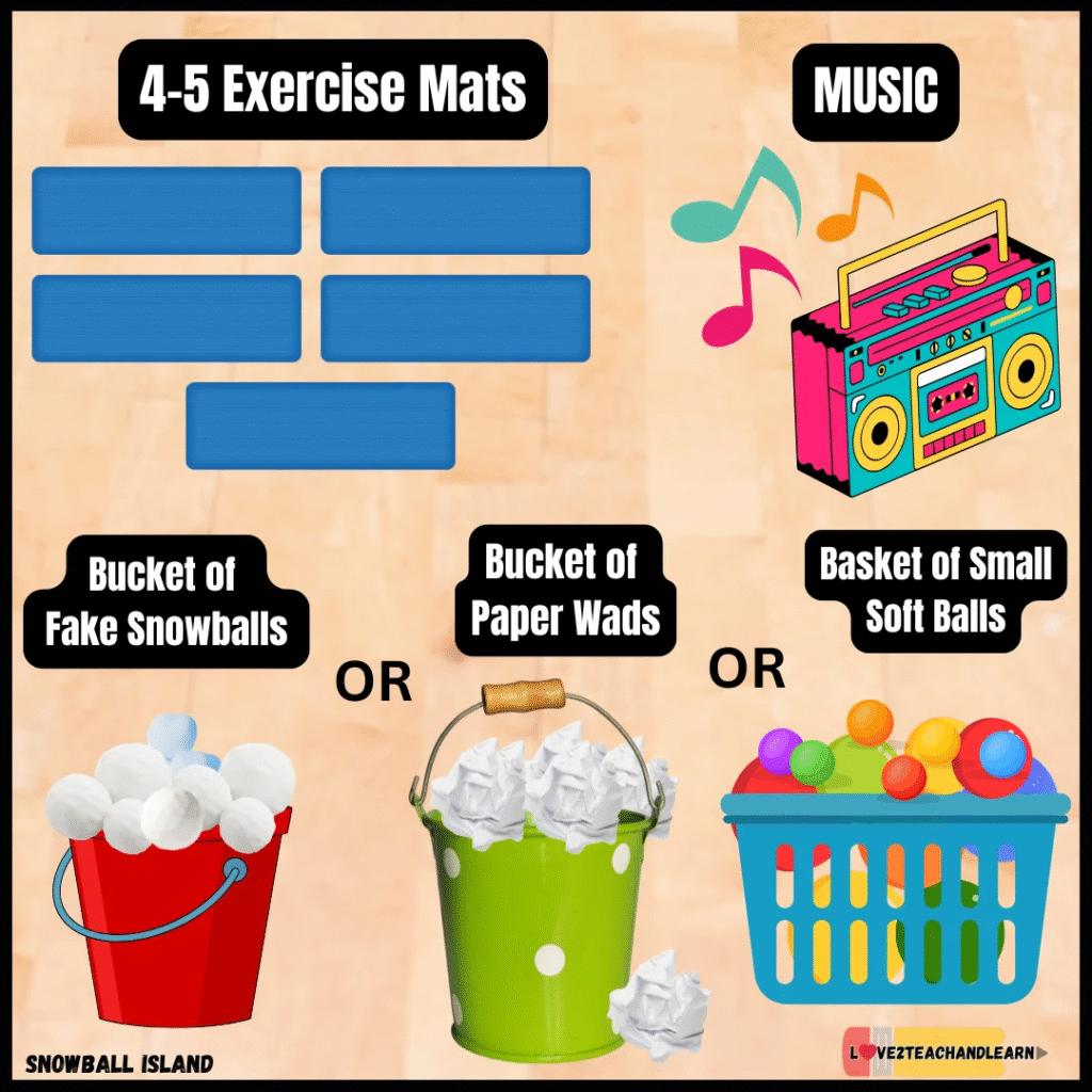 Snowball Island - Winter PE Game - Equipment Needed