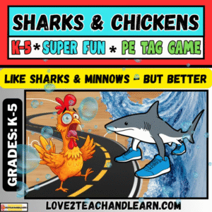 SHARKS & CHICKENS Tag Game - Fun Kindergarten - Grade 5 PE Gym Sub LESSON PLANS