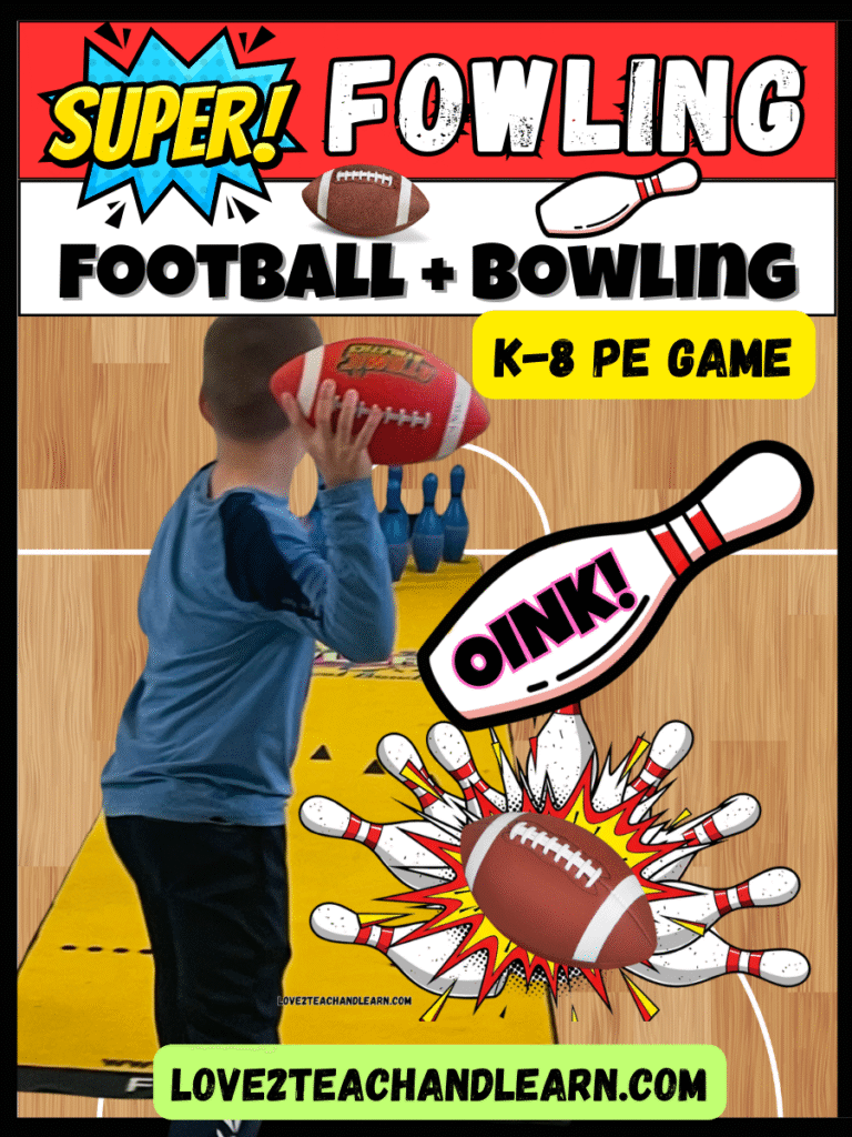 SUPER FOWLING: Fun K-8 (Football Throwing + Bowling) PE Game