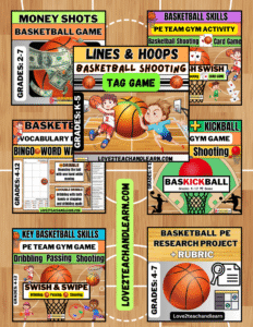 PE BASKETBALL BUNDLE: Fun Games for March Madness Unit, Word Wall Bingo Research