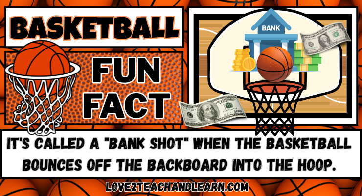 FUN BASKETBALL FACT - It's called a "BANK SHOT" when the basketball bounces off the backboard into the hoop.
