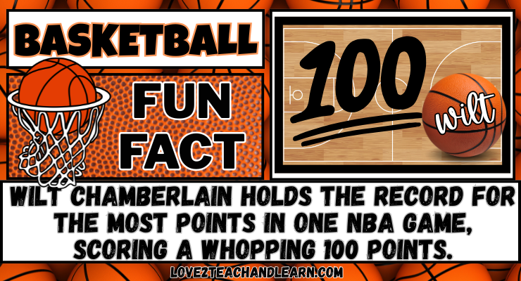 Basketball Fun Fact - Wilt Chamberlain holds the record for the most points in one NBA game, scoring 100 points.