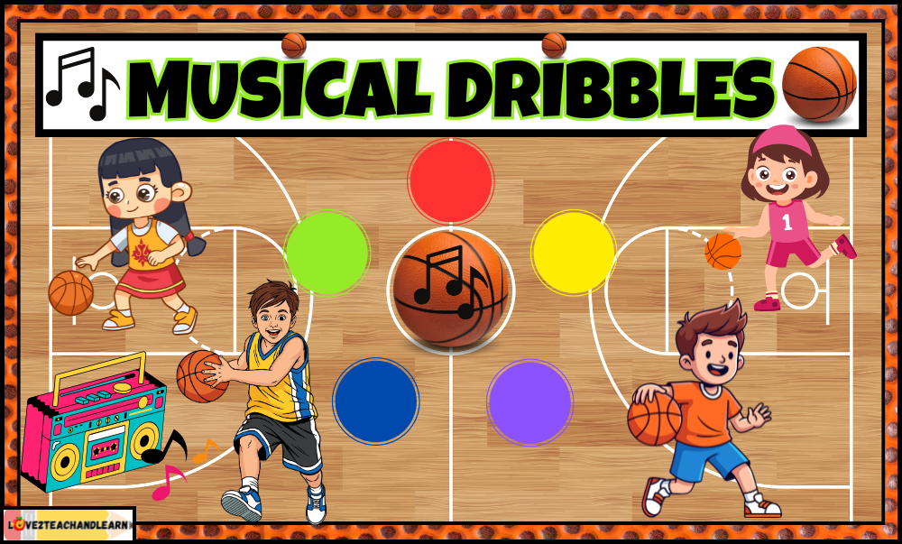 Basketball PE Stations: Musical Dribbles