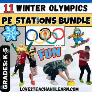 11 WINTER OLYMPICS PE Physical Education Stations Fun BUNDLE (K-5 Activities)