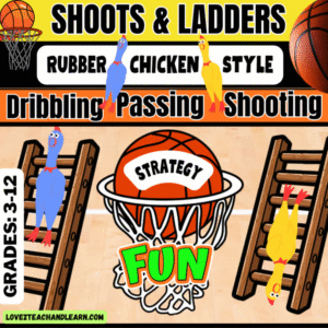 SHOOTS & LADDERS Basketball PE Gym Games, Team Activities Stations, LESSON PLAN