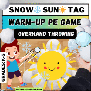 SNOW SUN TAG: K-5 Fun PE Gym Activities & Games, Stations, Easy Sub LESSON PLANS