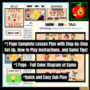 SNOW SUN TAG: K-5 Fun PE Gym Activities & Games, Stations, Easy Sub LESSON PLANS