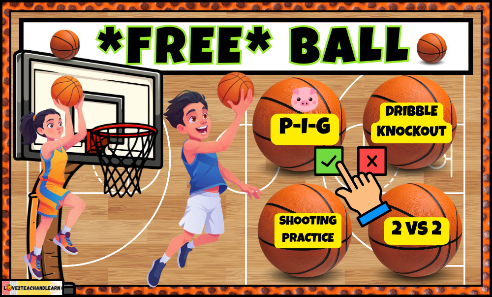 Basketball PE Stations - FREE BALL - Love 2 Teach and Learn