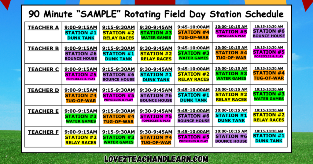 90 Minute Rotating Field Day Schedule - Love 2 Teach and Learn
