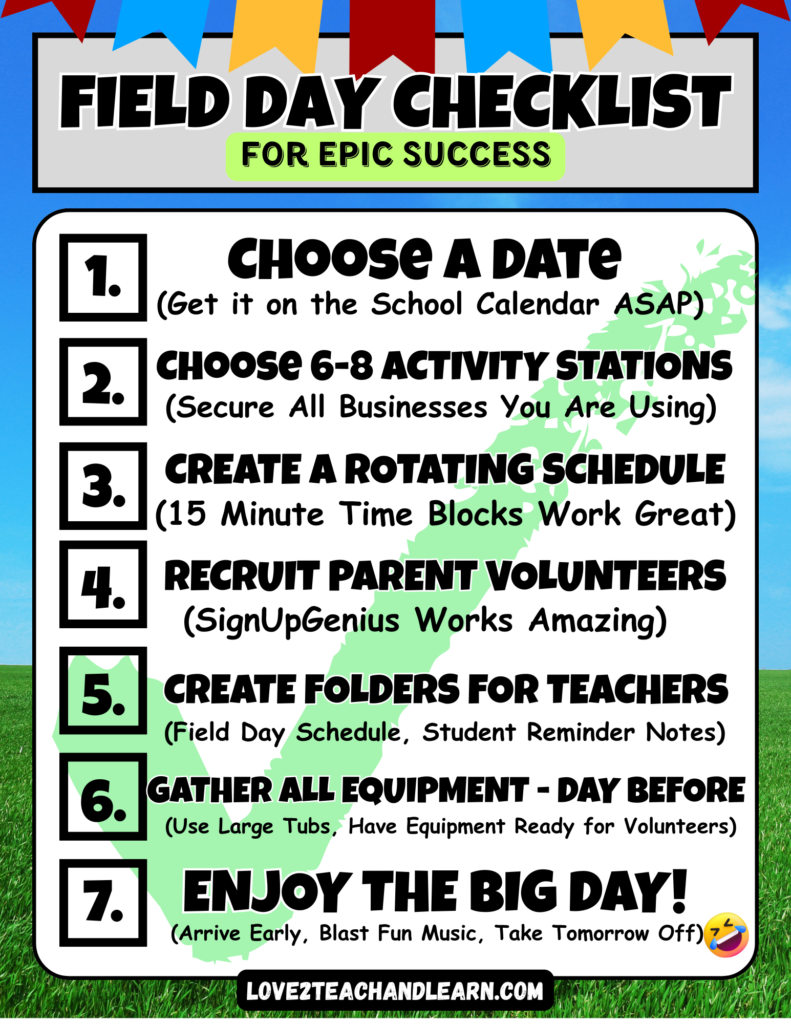 Elementary Field Day Checklist - Love 2 Teach and Learn