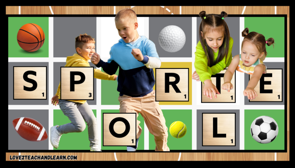 SPORTLE TAG: Fun K-12 (Fitness Word Puzzle) PE Game for Kids