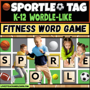 SPORTLE TAG: Fun K-12 (Fitness Word Puzzle) PE Game for Kids