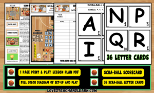SCRA-BALL: Basketball Literacy Word Work Games Team Gym PE Activity LESSON PLAN