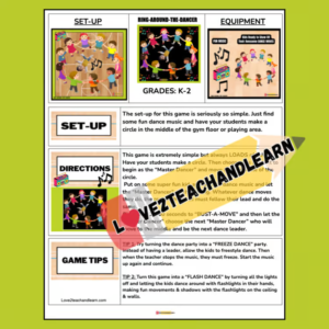 RING-AROUND-THE-DANCER Fun Dance Party PE Gym Games Activity Stations Sub Plans