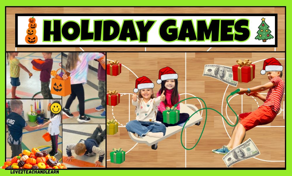 Holiday Games from 59 Crazy Fun Elementary PE Games that Rock - Love 2 Teach and Learn