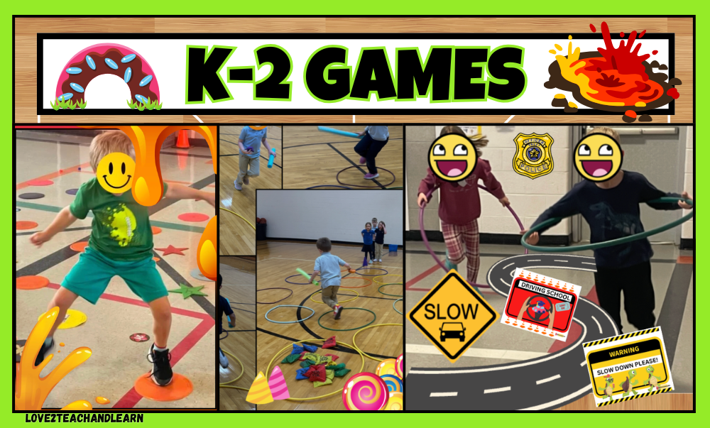 K-2 Games from 59 Crazy Fun Elementary PE Games that Rock - Love 2 Teach and Learn