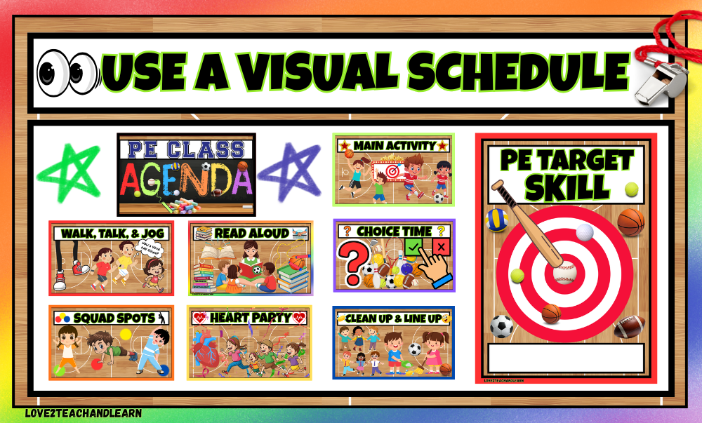 How to Easily Survive Kindergarten PE Class: Use a Visual Schedule - Love 2 Teach and Learn