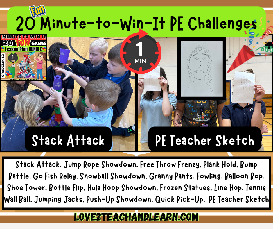 20 Minute to Win It PE Team Challenges - Love 2 Teach and Learn