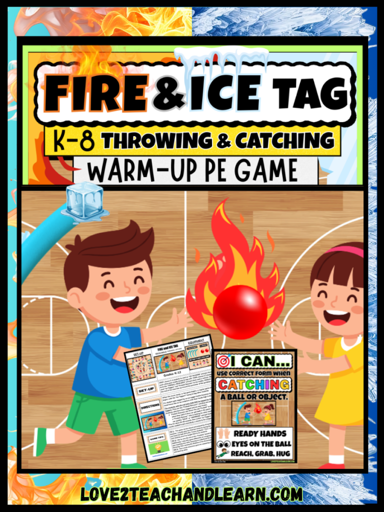 Fire and Ice Tag: K-8 Throwing, Catching Warm-Up PE Game