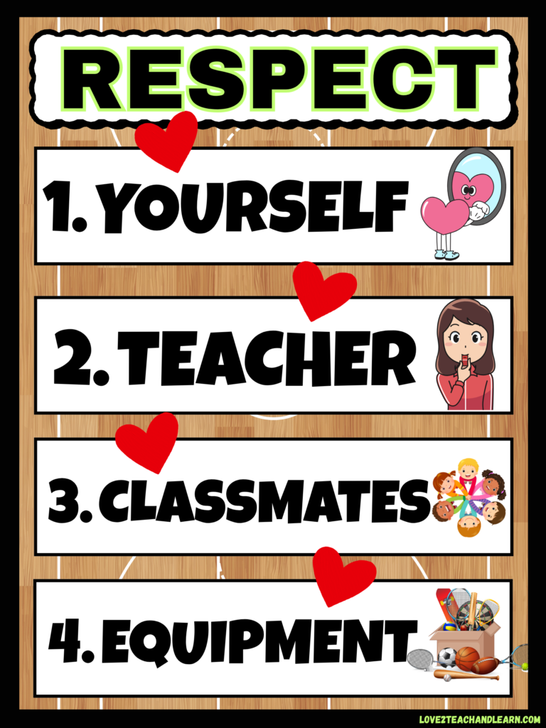 RESPECT 4 - Self, Teacher, Others, Equipment - Love 2 Teach and Learn