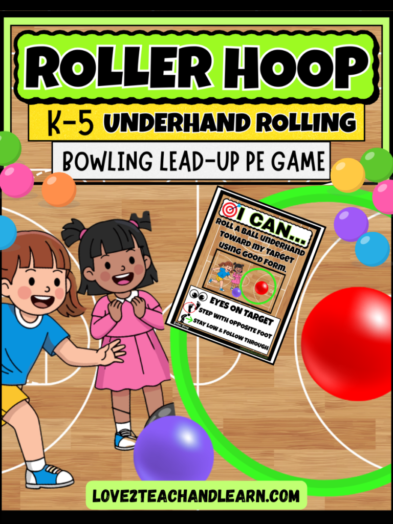 ROLLER HOOP: Fun K-5 (Rolling, Bowling Lead-Up) PE Game