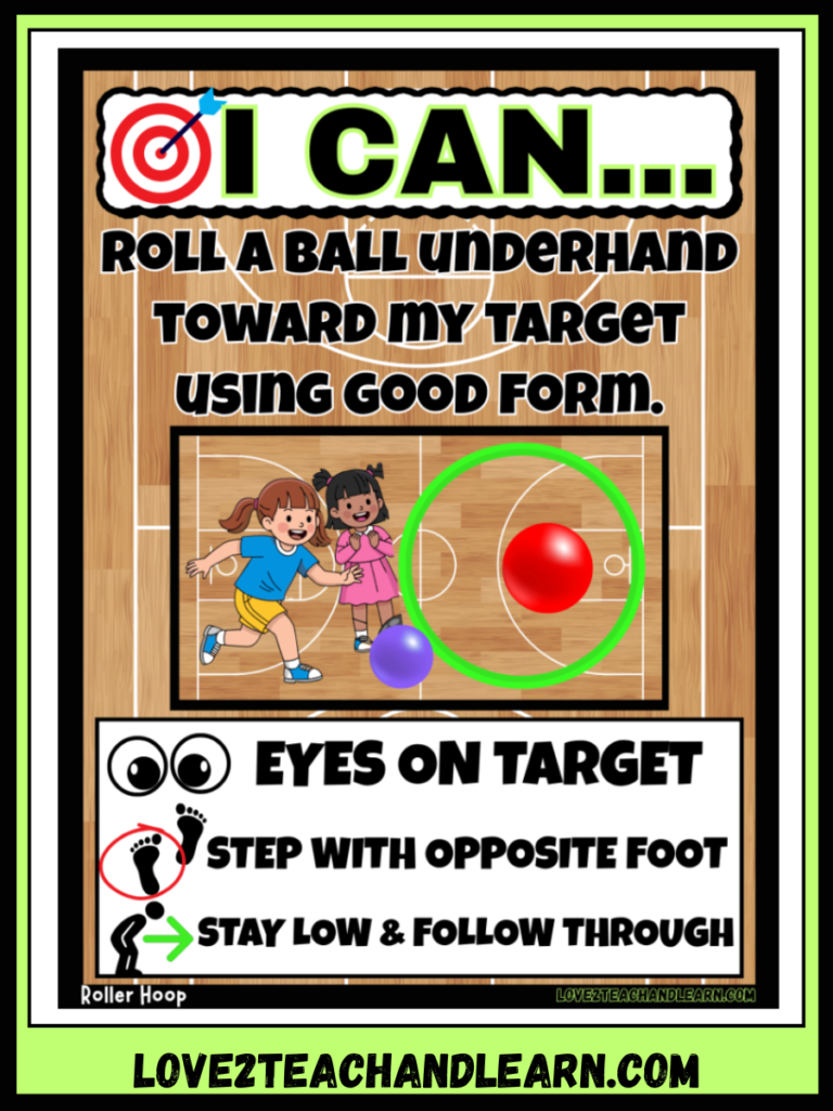 ROLLER HOOP Learning Target - Underhand Rolling - Love 2 Teach and Learn