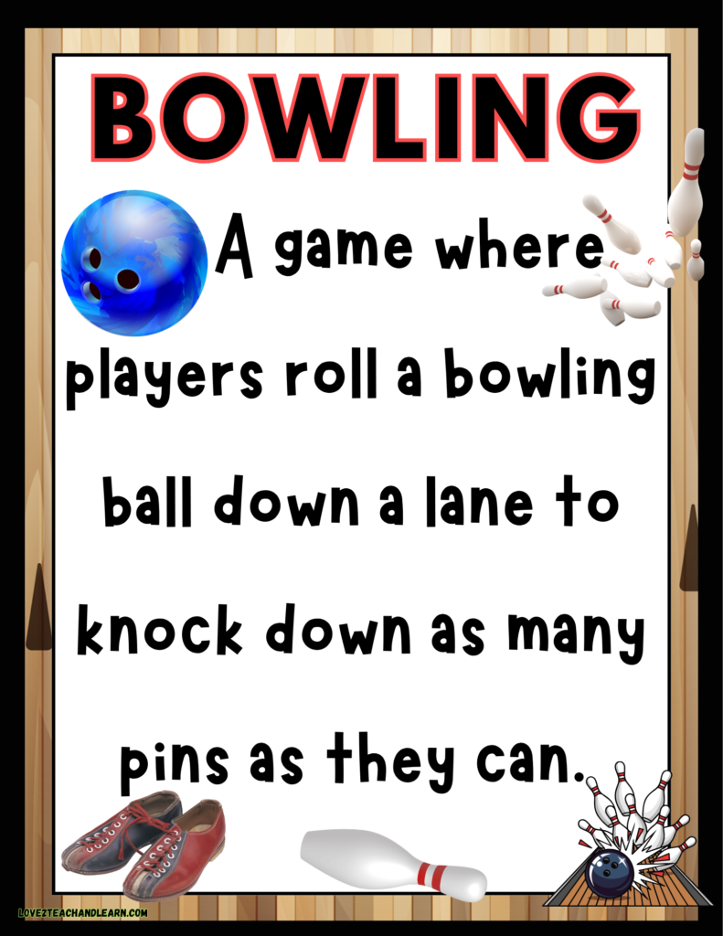 Bowling Definition Poster - Love 2 Teach and Learn