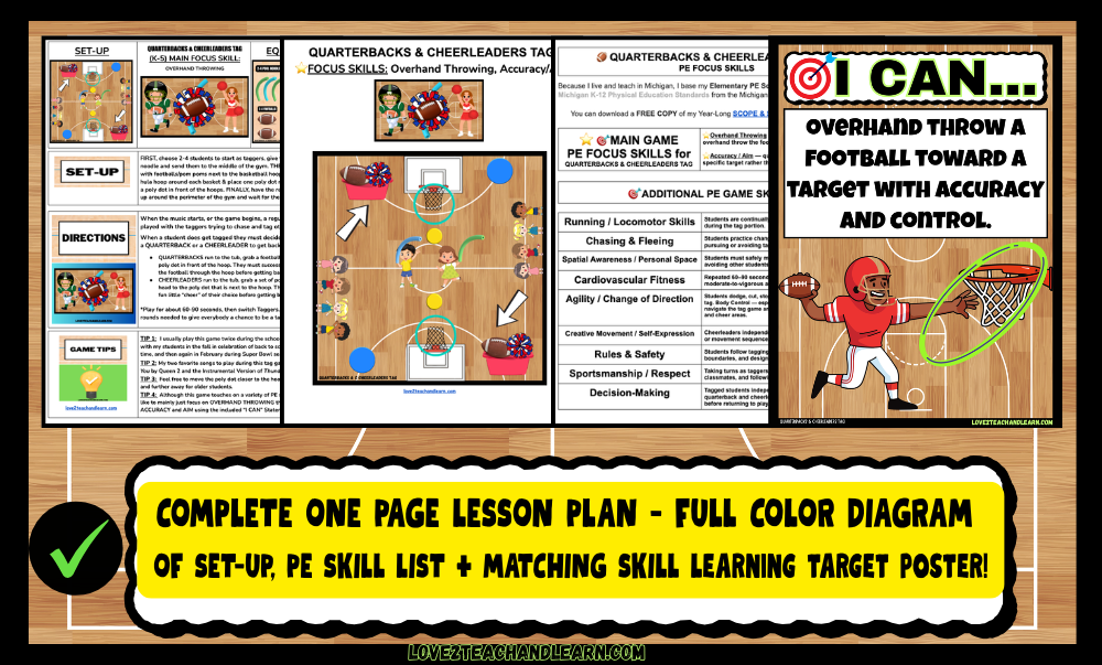 QUARTERBACKS & CHEERLEADERS TAG | Football Overhand Throwing Elementary PE Games