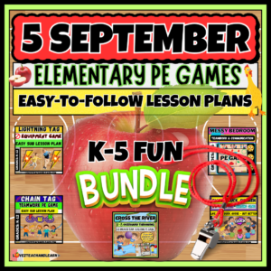 5 Elementary SEPTEMBER PE GAMES Back to School Fun BUNDLE | No Prep Lesson Plans