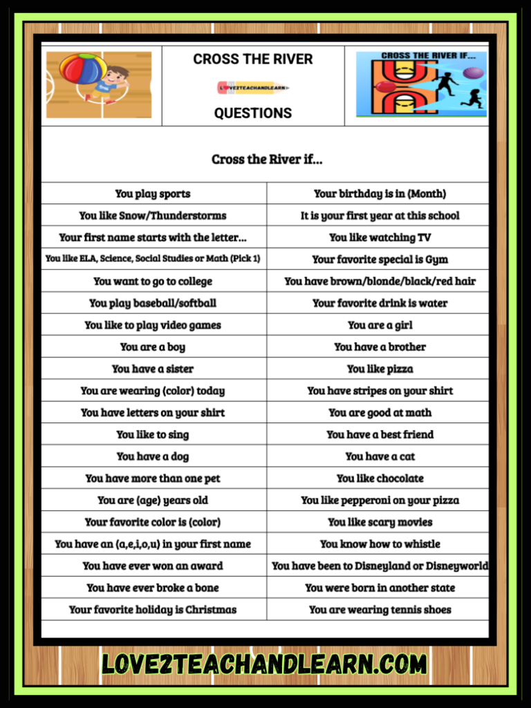Cross the River PE Game - Love 2 Teach and Learn