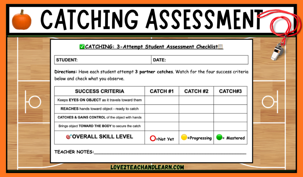 October PE Plan - Catching Assessment - Love 2 Teach and Learn